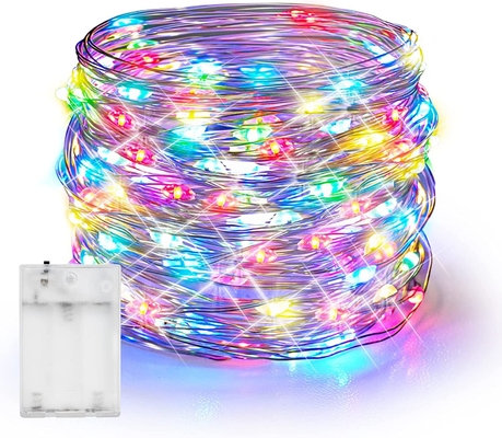 Bright Battery Operated Fairy Lights 60 LED Silver Wire Waterproof Christmas Decorations